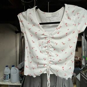 Aeropostale Cream Top with Pink Floral Design Size XS Giveaway